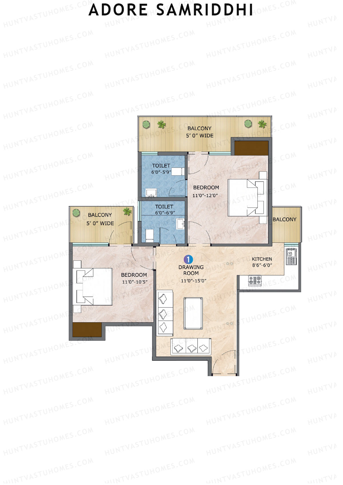 Adore Samriddhi Tower 4 Unit 2 Floor Plan