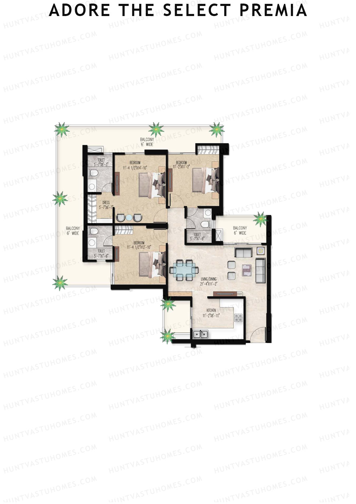 Adore The Select Premia Tower T1 Unit 2 (Type II) Floor Plan