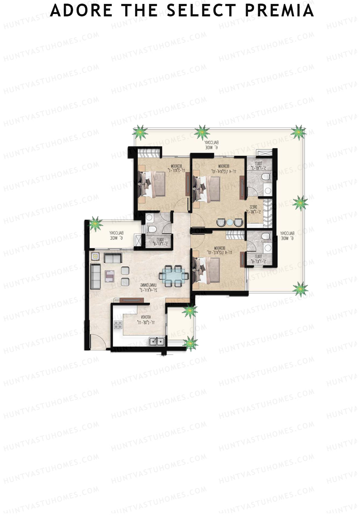 Adore The Select Premia Tower T1 Unit 3 (Type II) Floor Plan