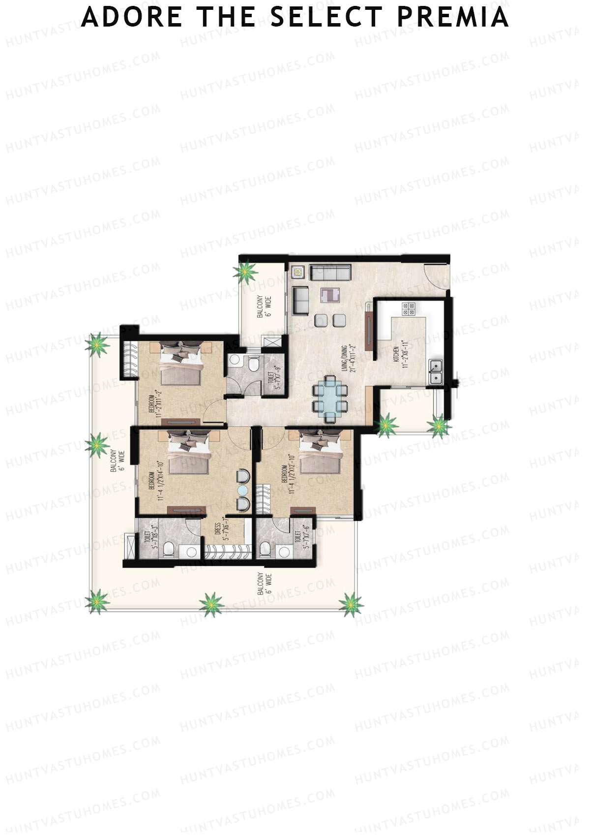 Adore The Select Premia Tower T2 Unit 2 (Type II) Floor Plan