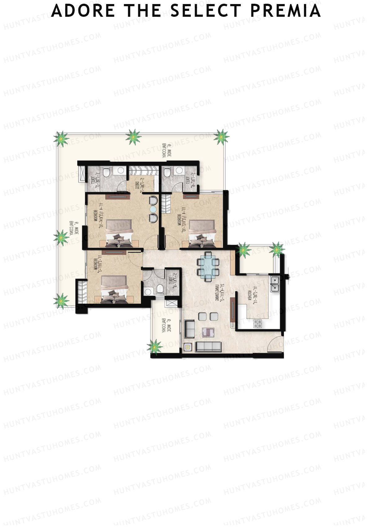 Adore The Select Premia Tower T2 Unit 3 (Type II) Floor Plan