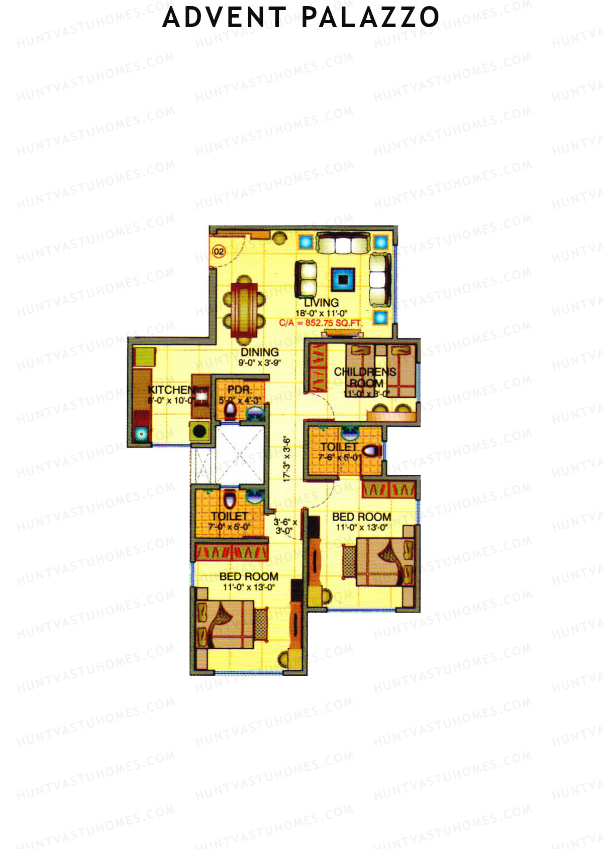 Advent Palazzo Block A Unit 2 Floor Plan