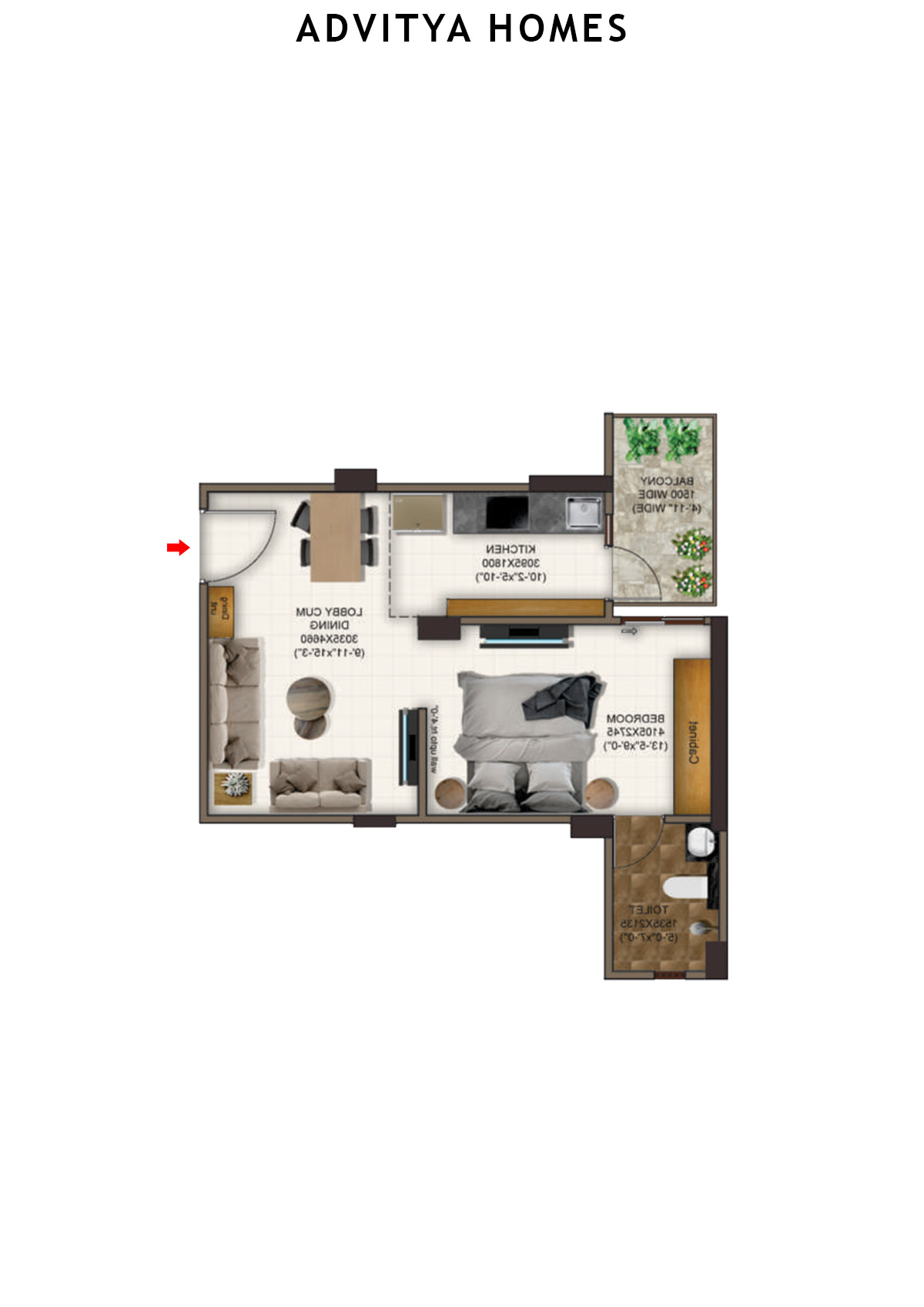Advitya Homes Tower 1 Unit 10 (Type B) Floor Plan
