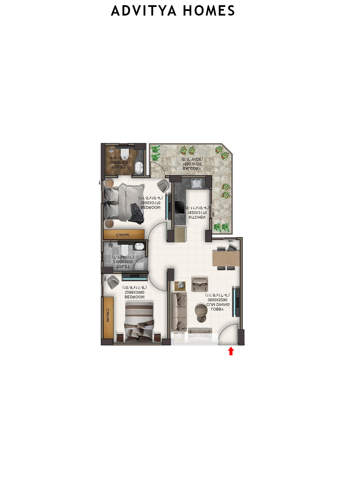 Advitya Homes Tower 1 Unit 1 (Type A) Floor Plan