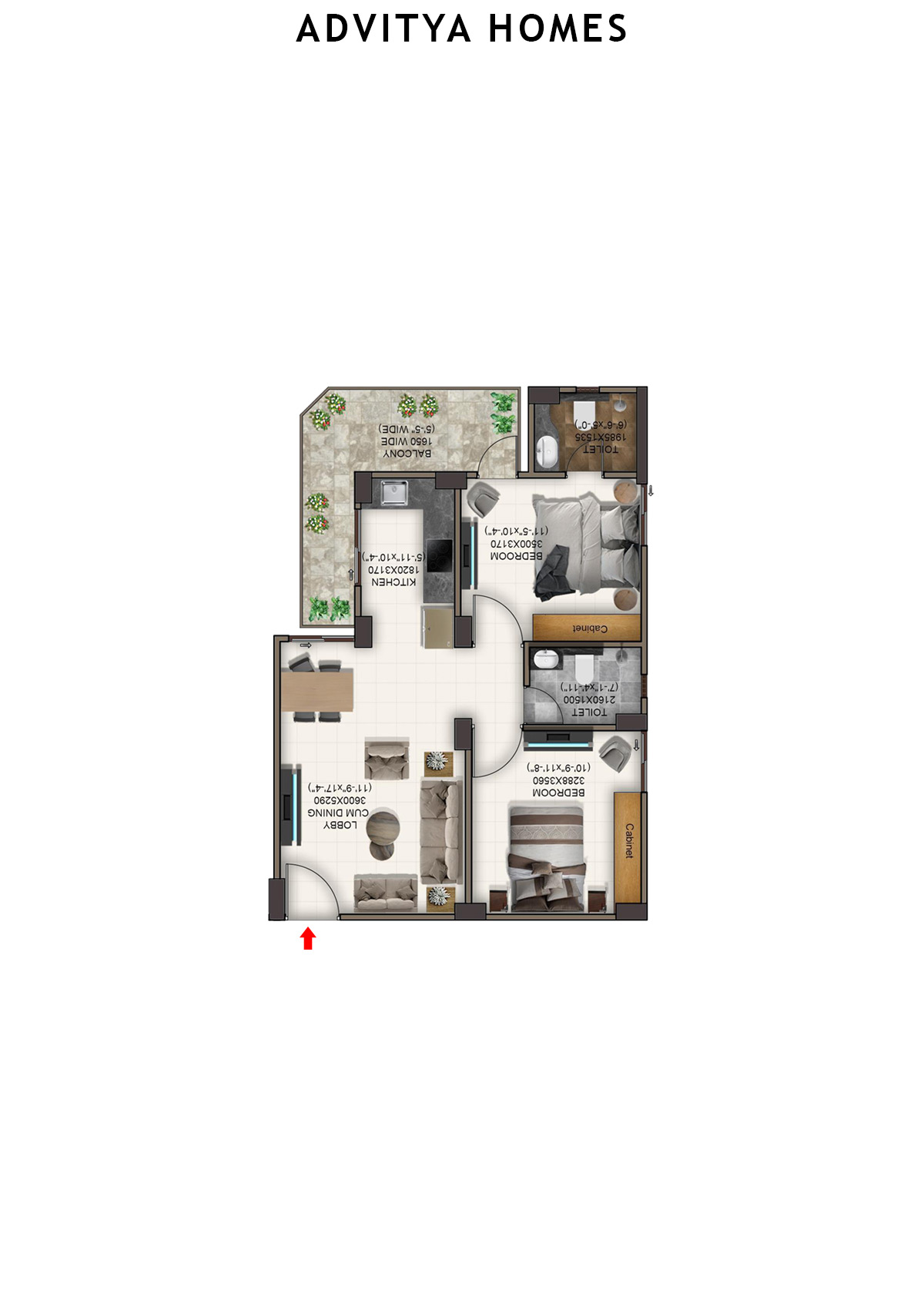 Advitya Homes Tower 1 Unit 2 (Type A) Floor Plan