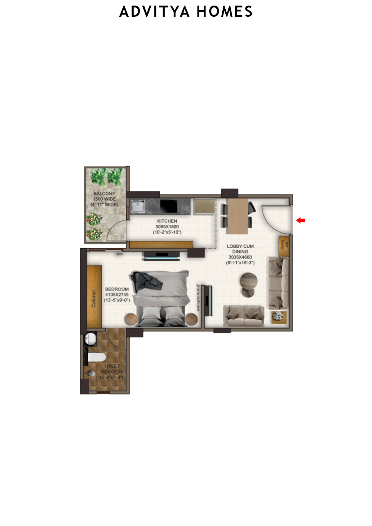 Advitya Homes Tower 1 Unit 9 (Type B) Floor Plan