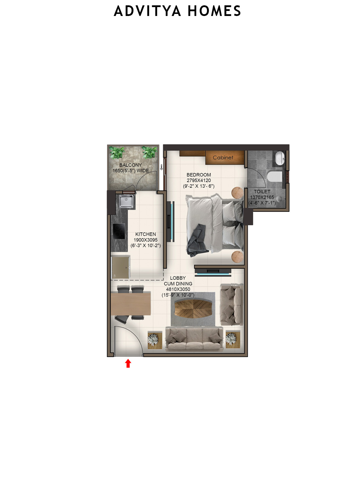 Advitya Homes Tower 8 Unit 10 (Type E) Floor Plan