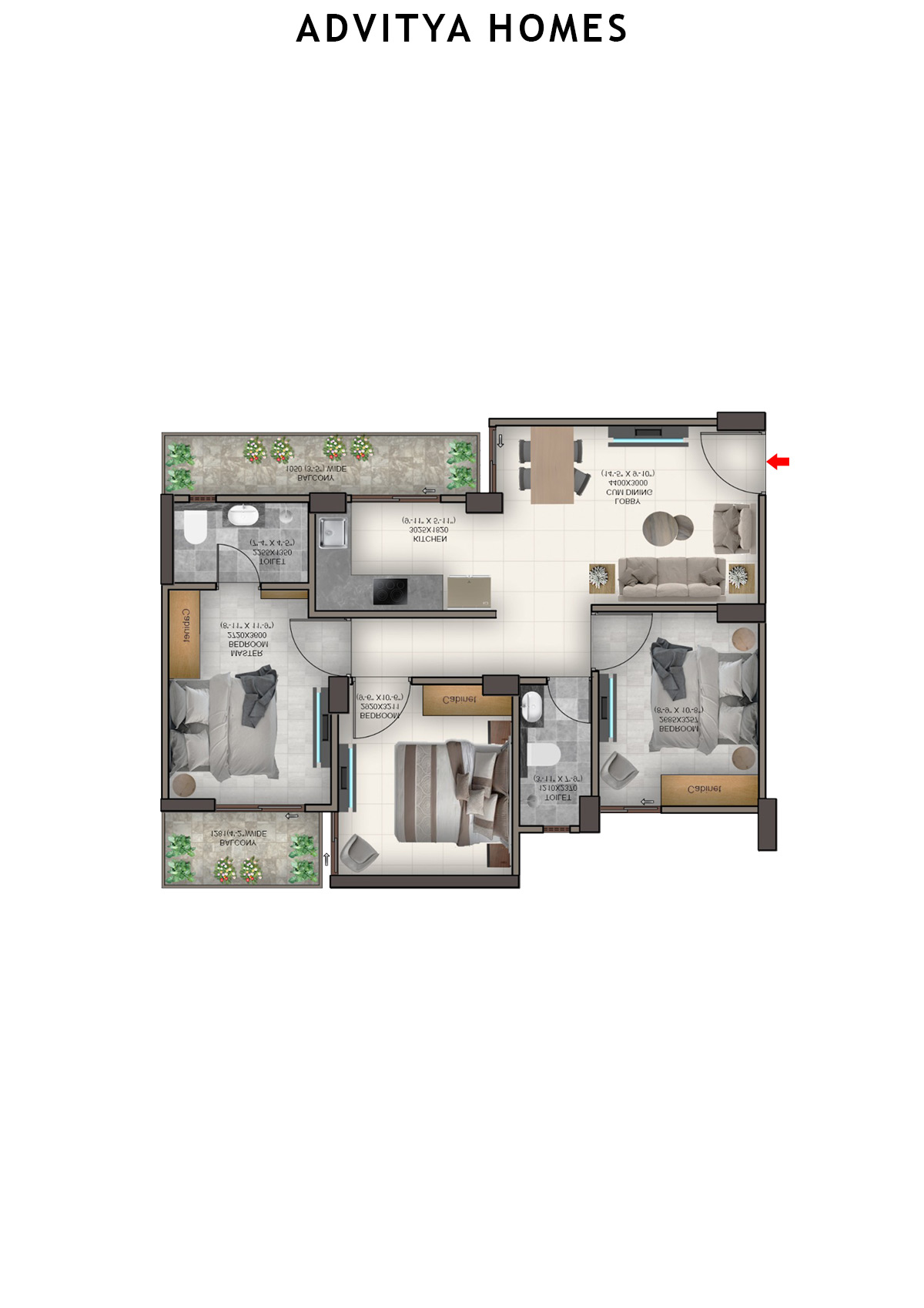 Advitya Homes Tower 8 Unit 1 (Type C) Floor Plan
