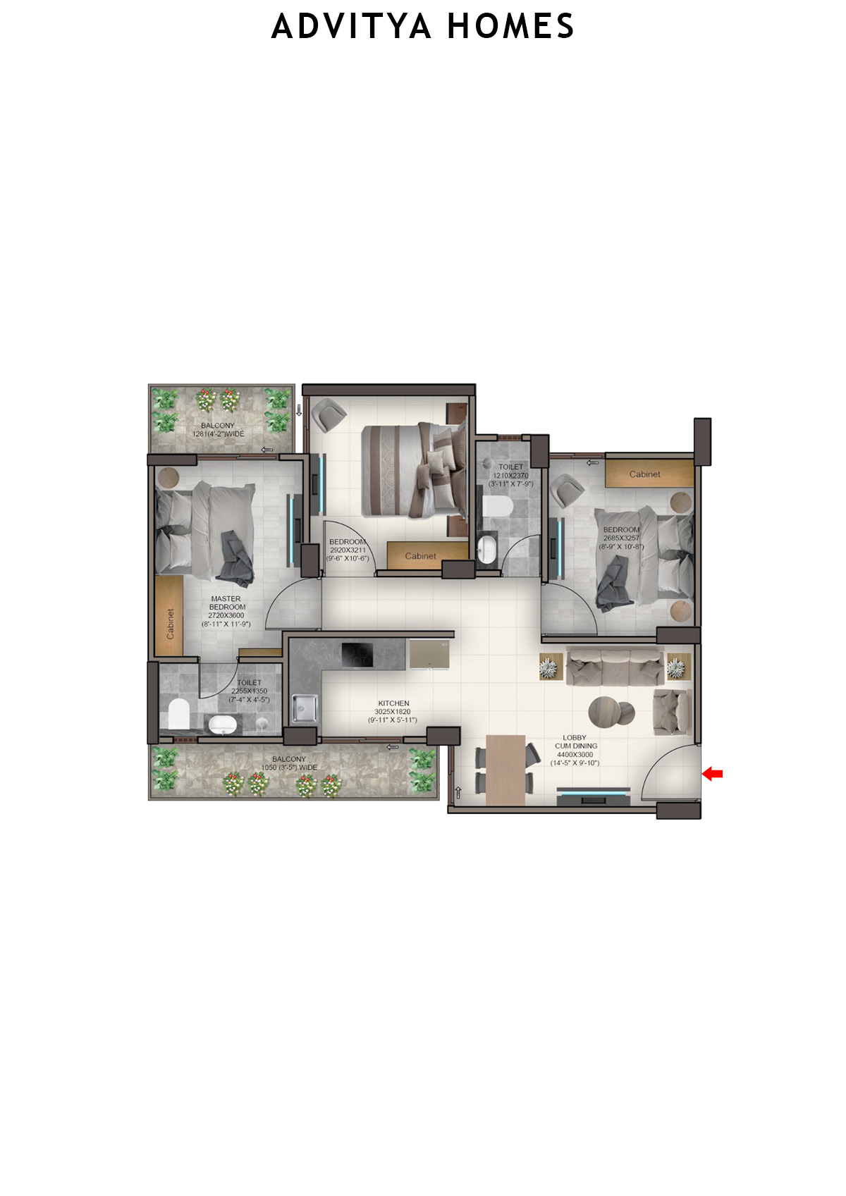 Advitya Homes Tower 8 Unit 4 (Type C) Floor Plan