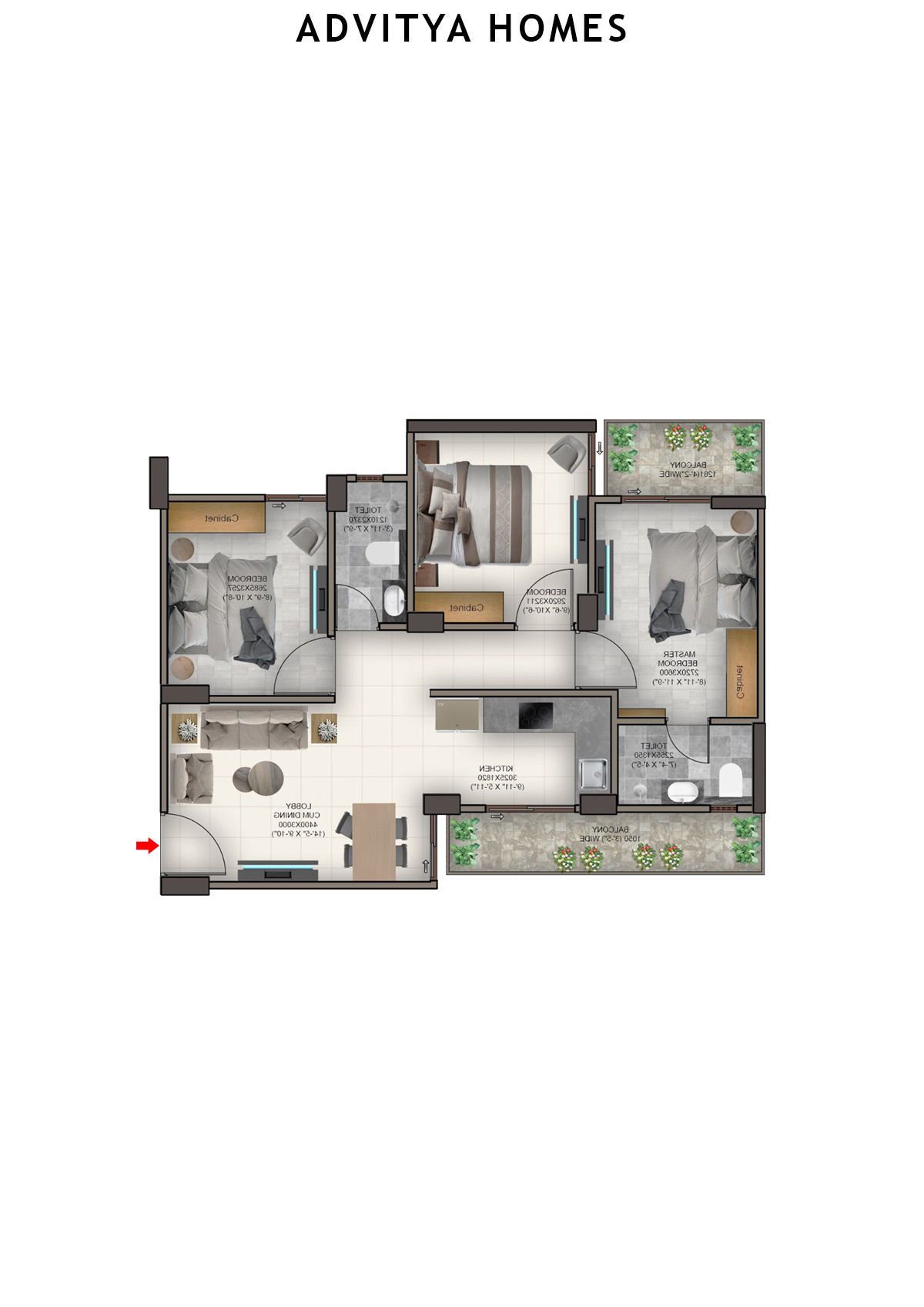 Advitya Homes Tower 8 Unit 5 (Type C) Floor Plan