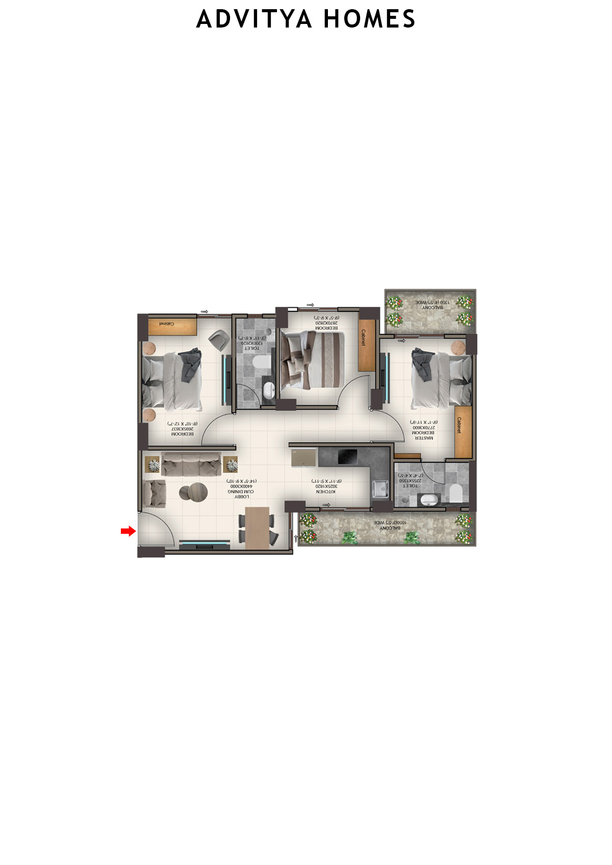 Advitya Homes Tower 8 Unit 7 (Type D) Floor Plan