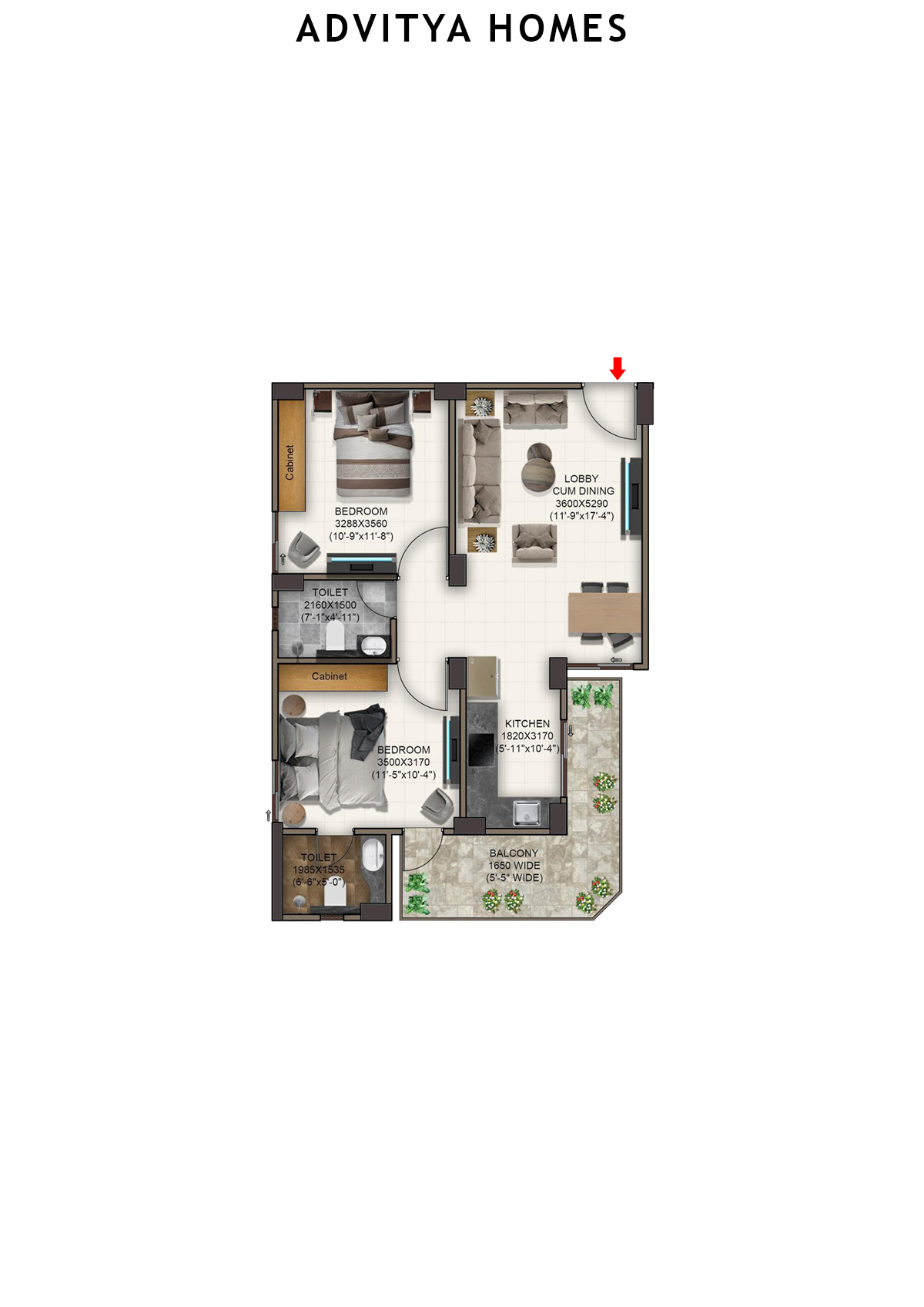 Advitya Homes Tower 8 Unit 8 (Type A) Floor Plan