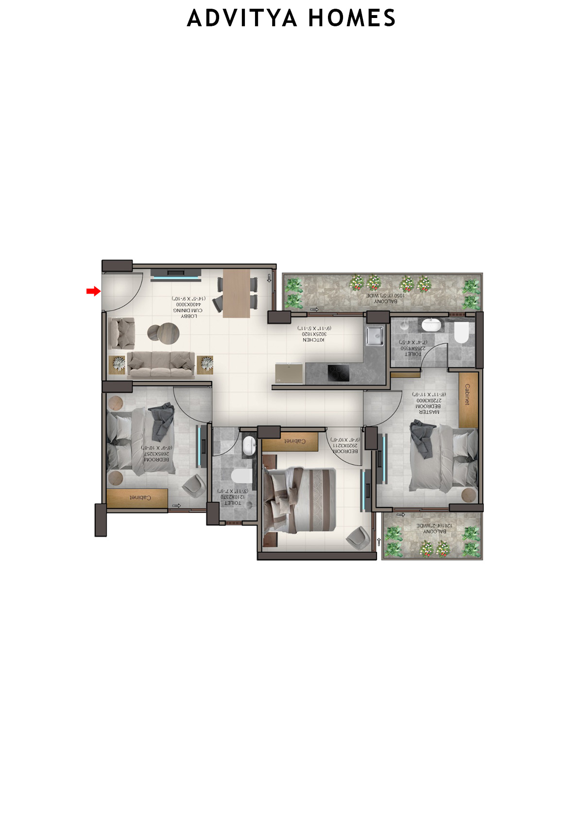 Advitya Homes Tower 8 Unit 8 (Type C) Floor Plan