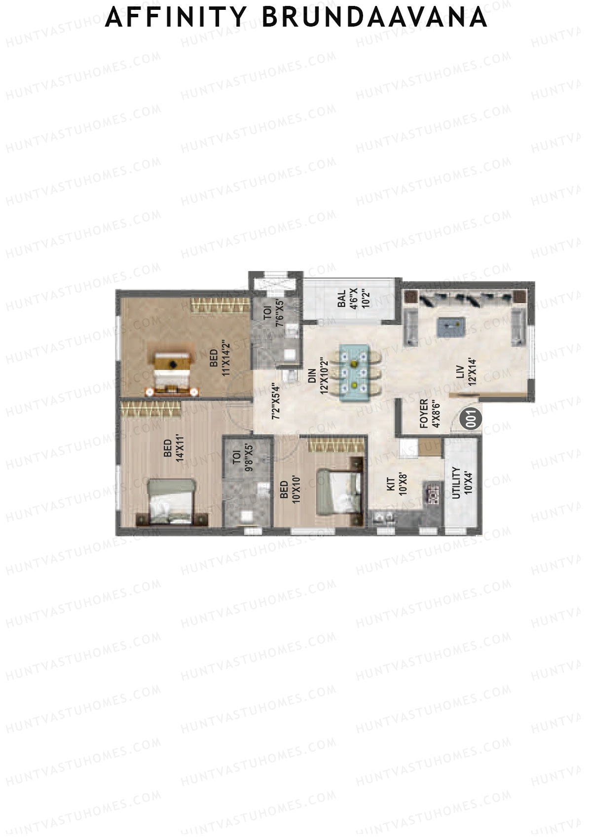 Affinity Brundaavana Block A Unit 1 Floor Plan