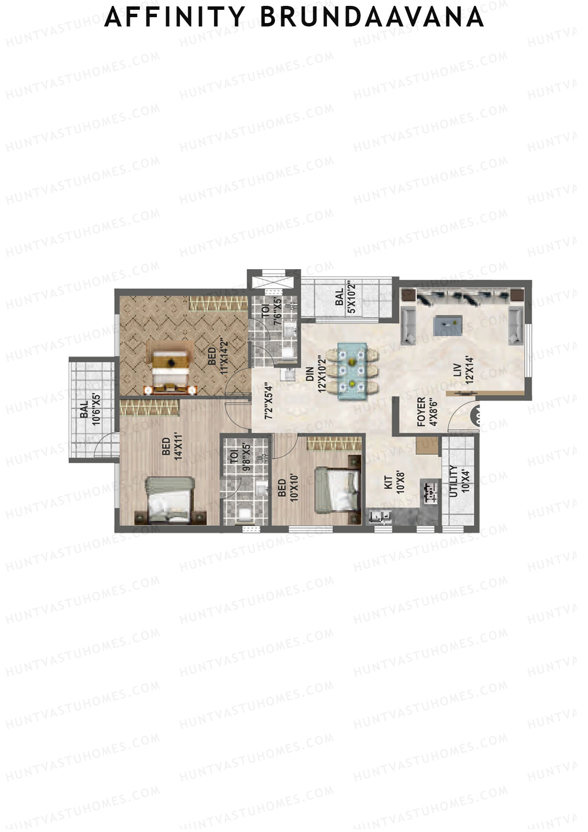 Affinity Brundaavana Block A Unit 1 Floor Plan