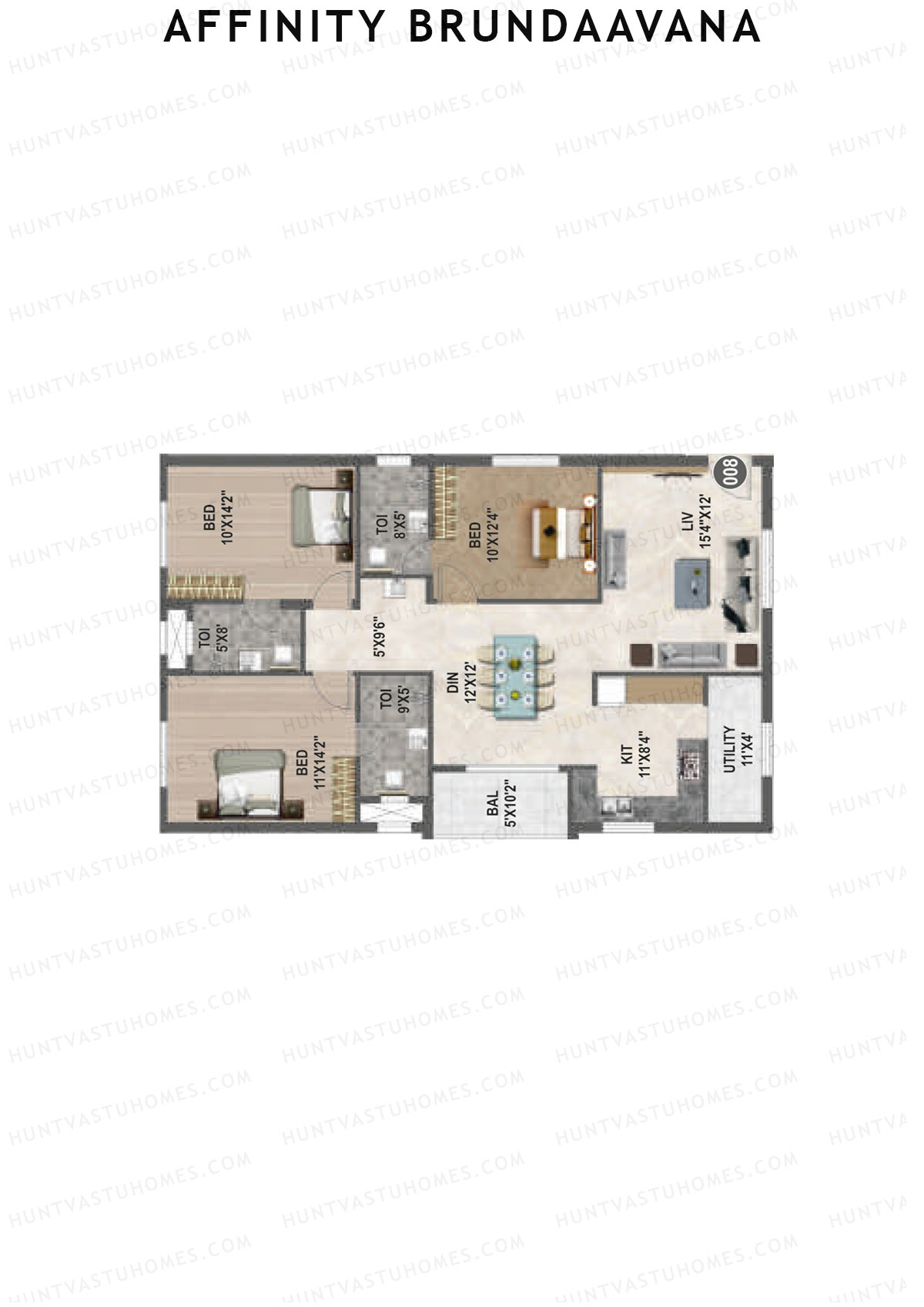 Affinity Brundaavana Block A Unit 8 Floor Plan