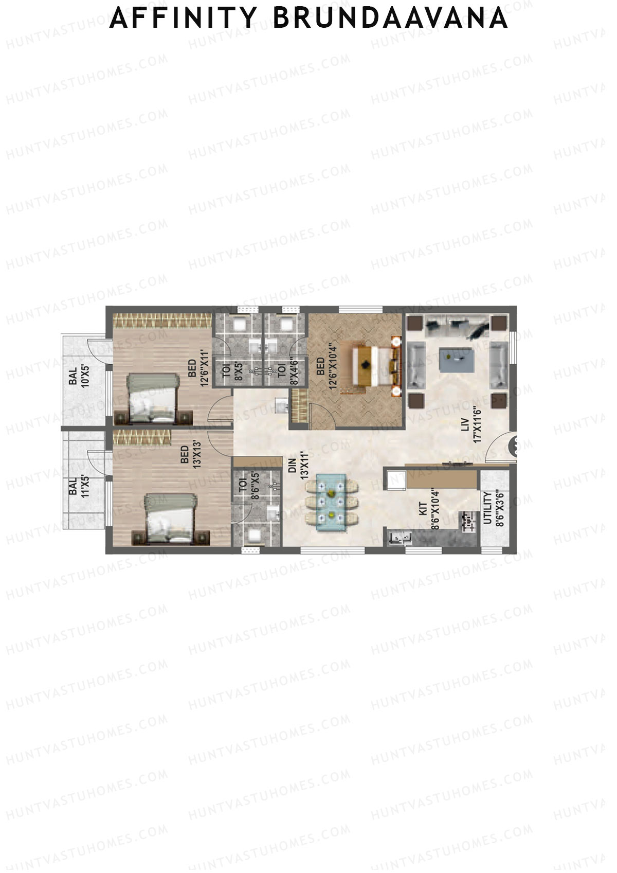 Affinity Brundaavana Block B Unit 13 Floor Plan