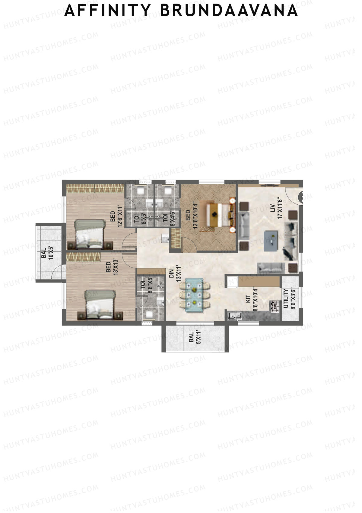 Affinity Brundaavana Block B Unit 14 Floor Plan