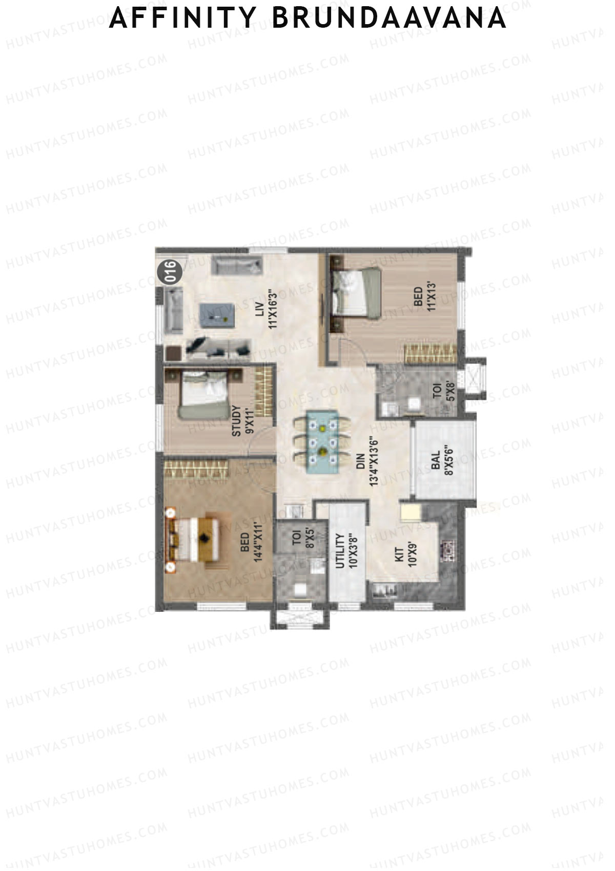 Affinity Brundaavana Block B Unit 16 Floor Plan