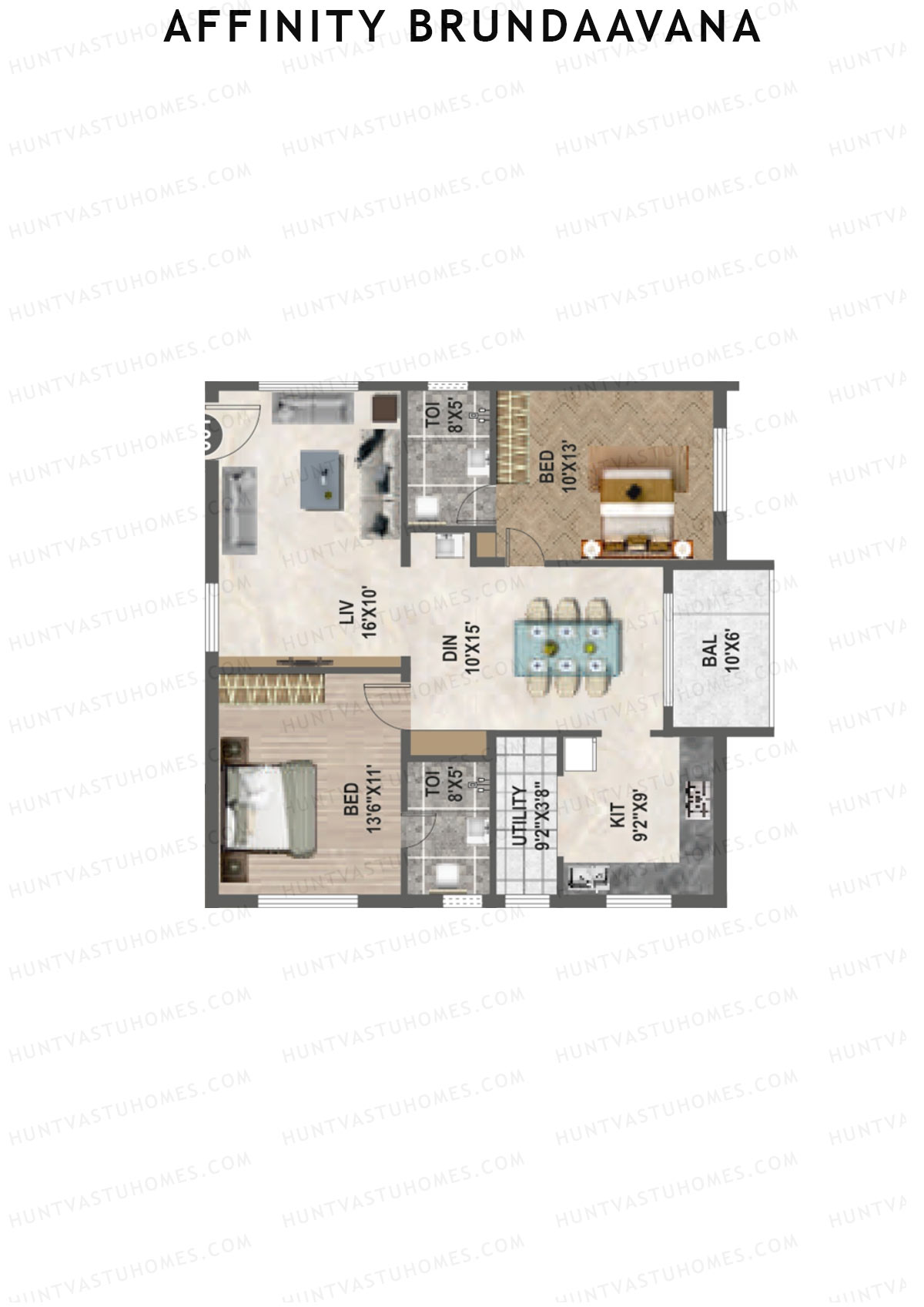 Affinity Brundaavana Block B Unit 1 Floor Plan