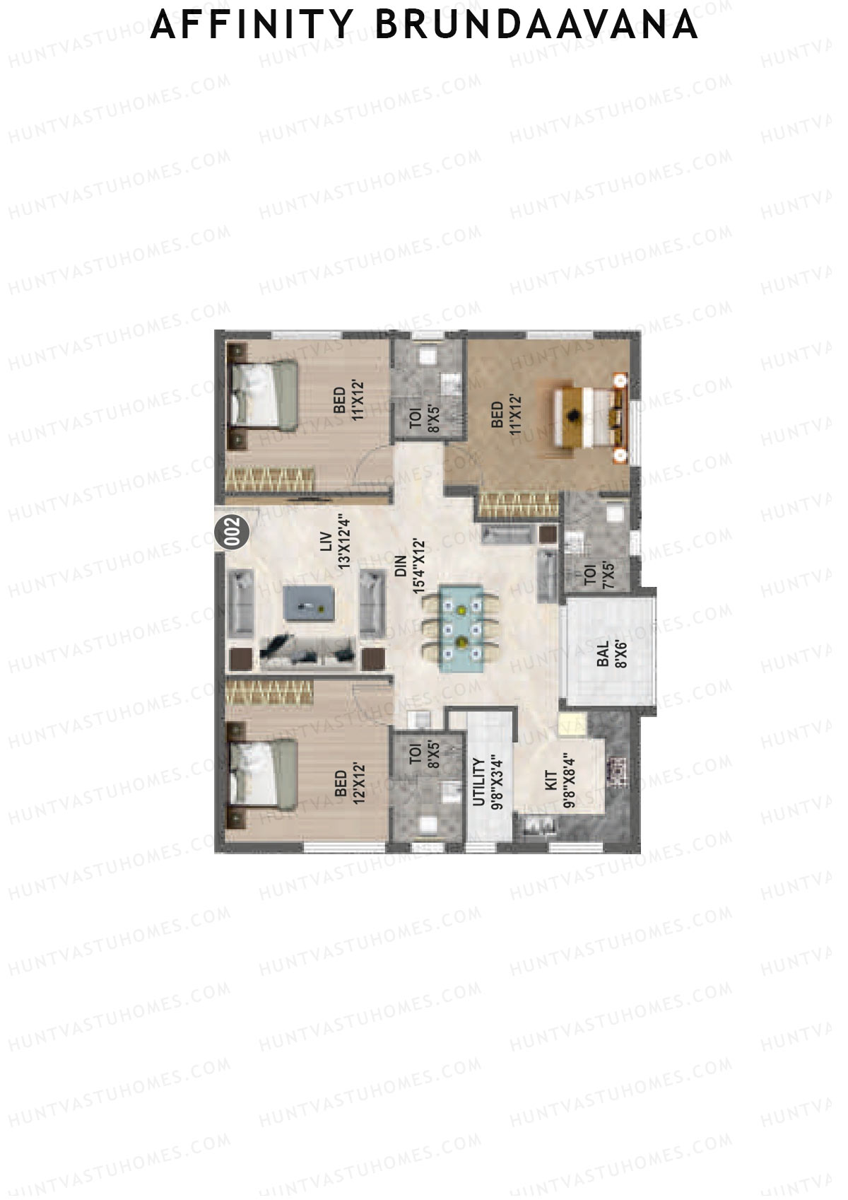 Affinity Brundaavana Block B Unit 2 Floor Plan
