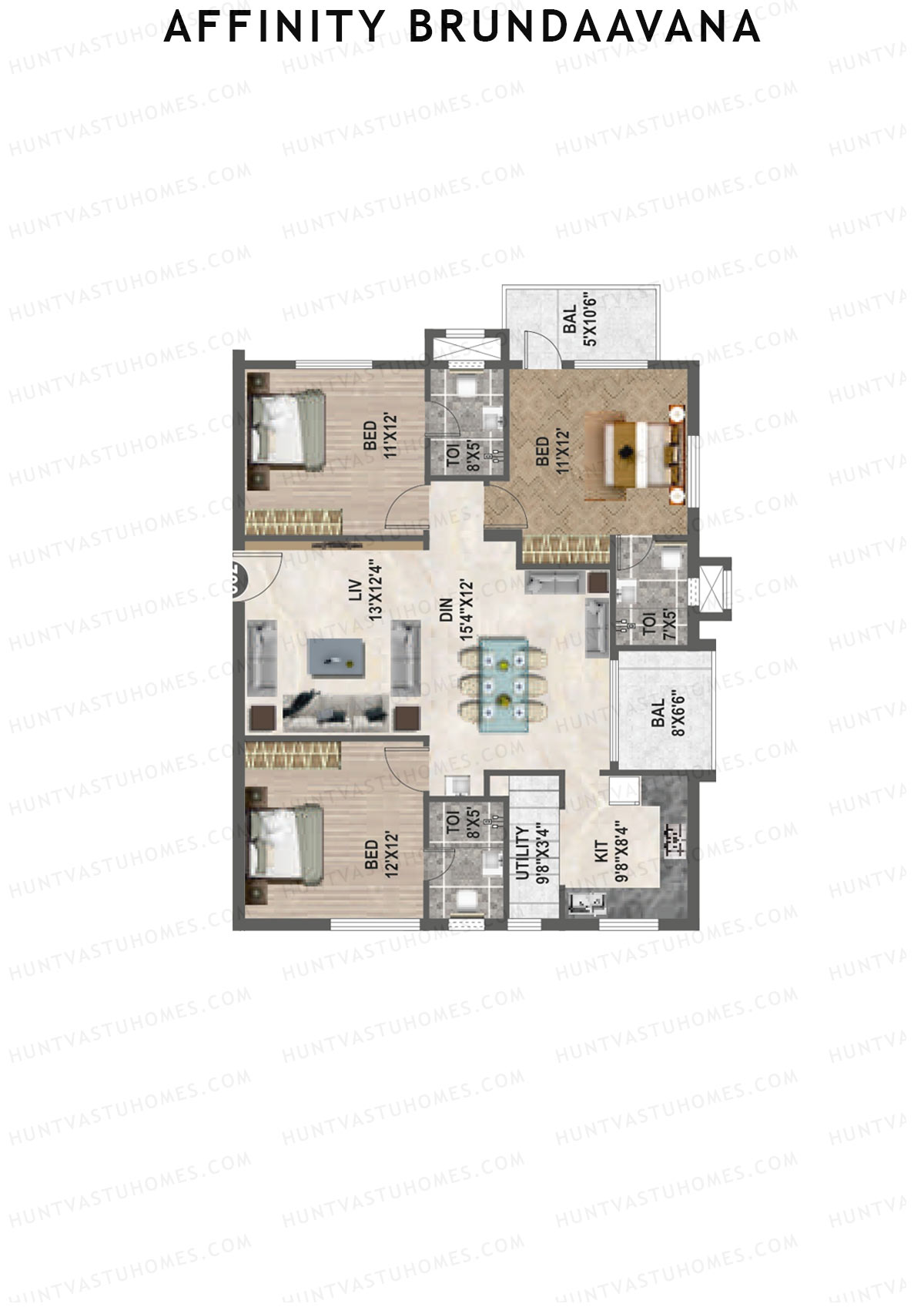 Affinity Brundaavana Block B Unit 2 Floor Plan