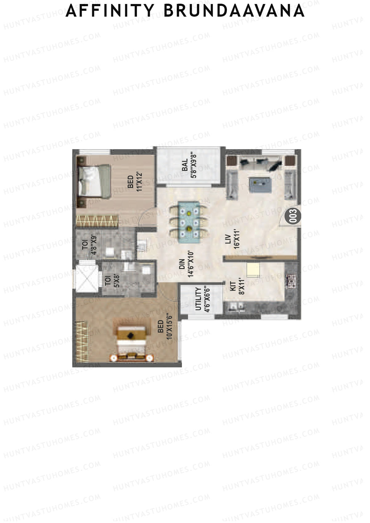 Affinity Brundaavana Block B Unit 3 Floor Plan