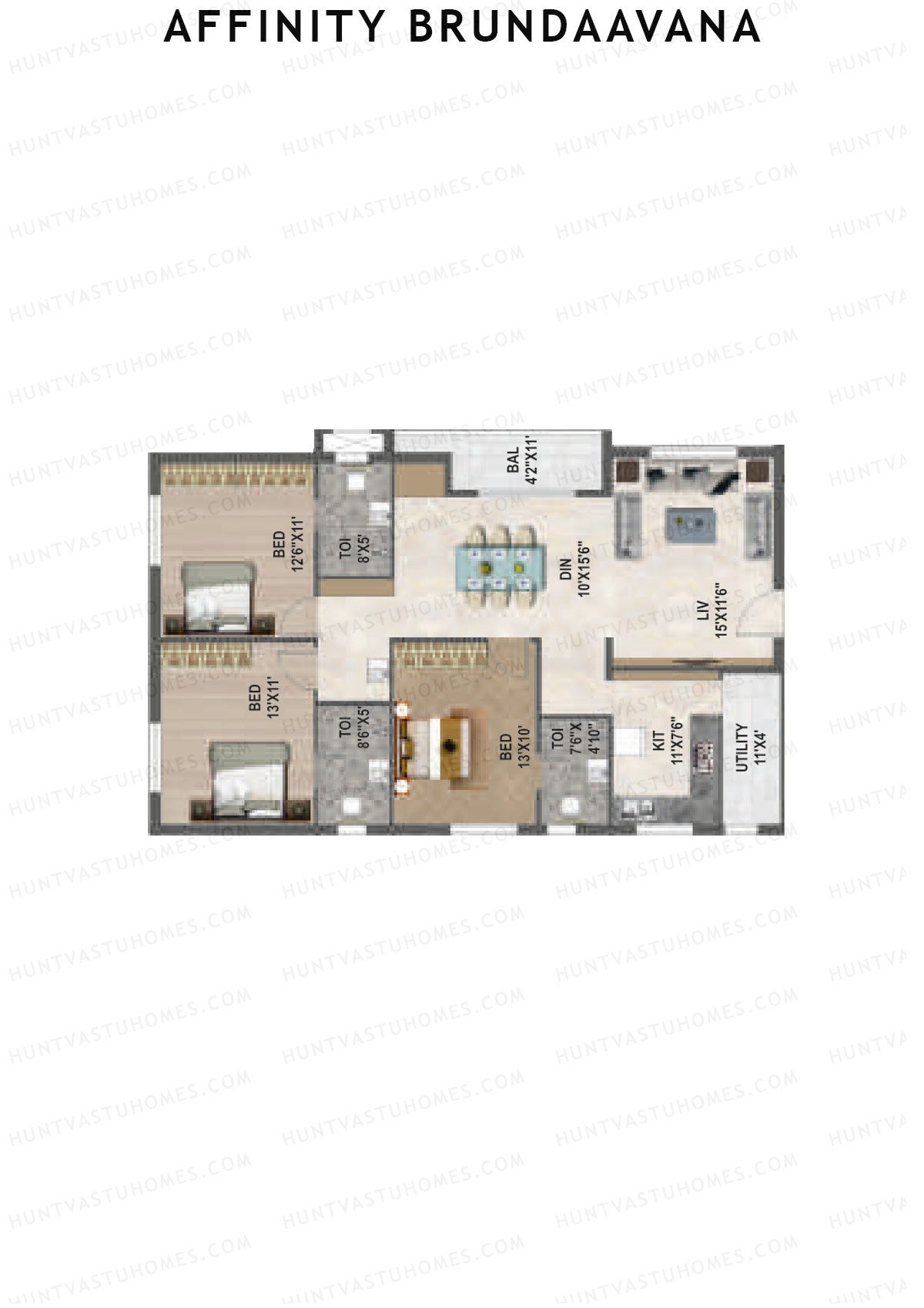 Affinity Brundaavana Block B Unit 4 Floor Plan