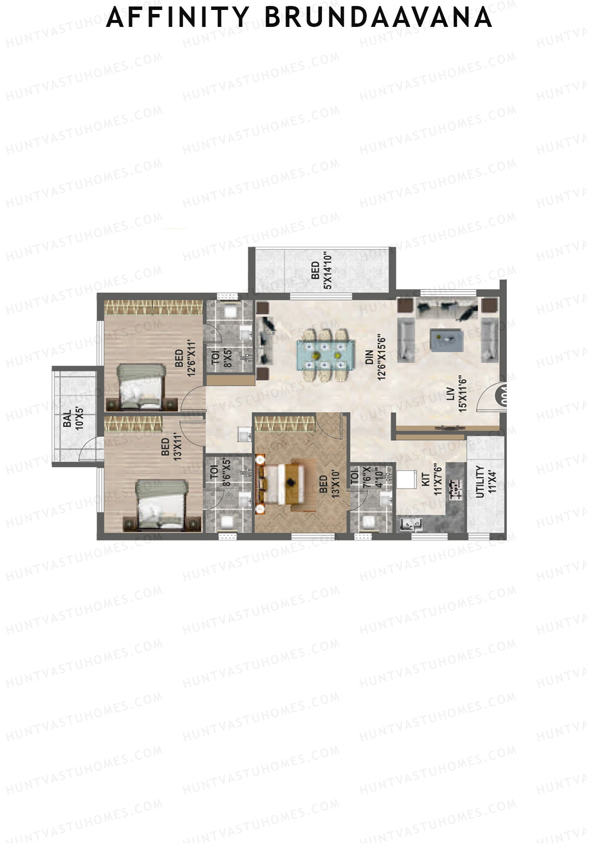 Affinity Brundaavana Block B Unit 4 Floor Plan