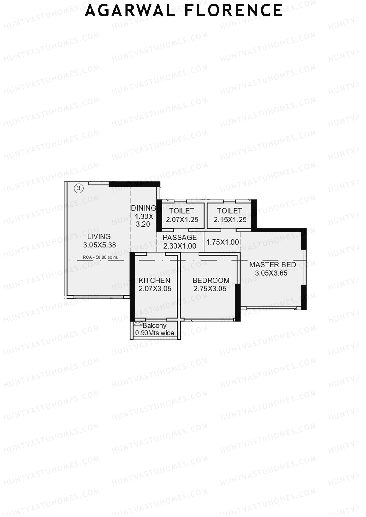 Agarwal Florence Wing A Unit 3 Floor Plan