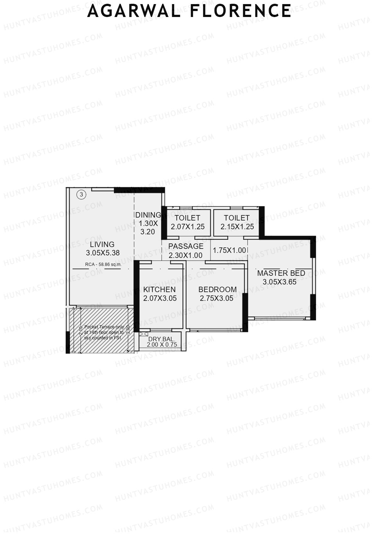 Agarwal Florence Wing A Unit 3 Floor Plan