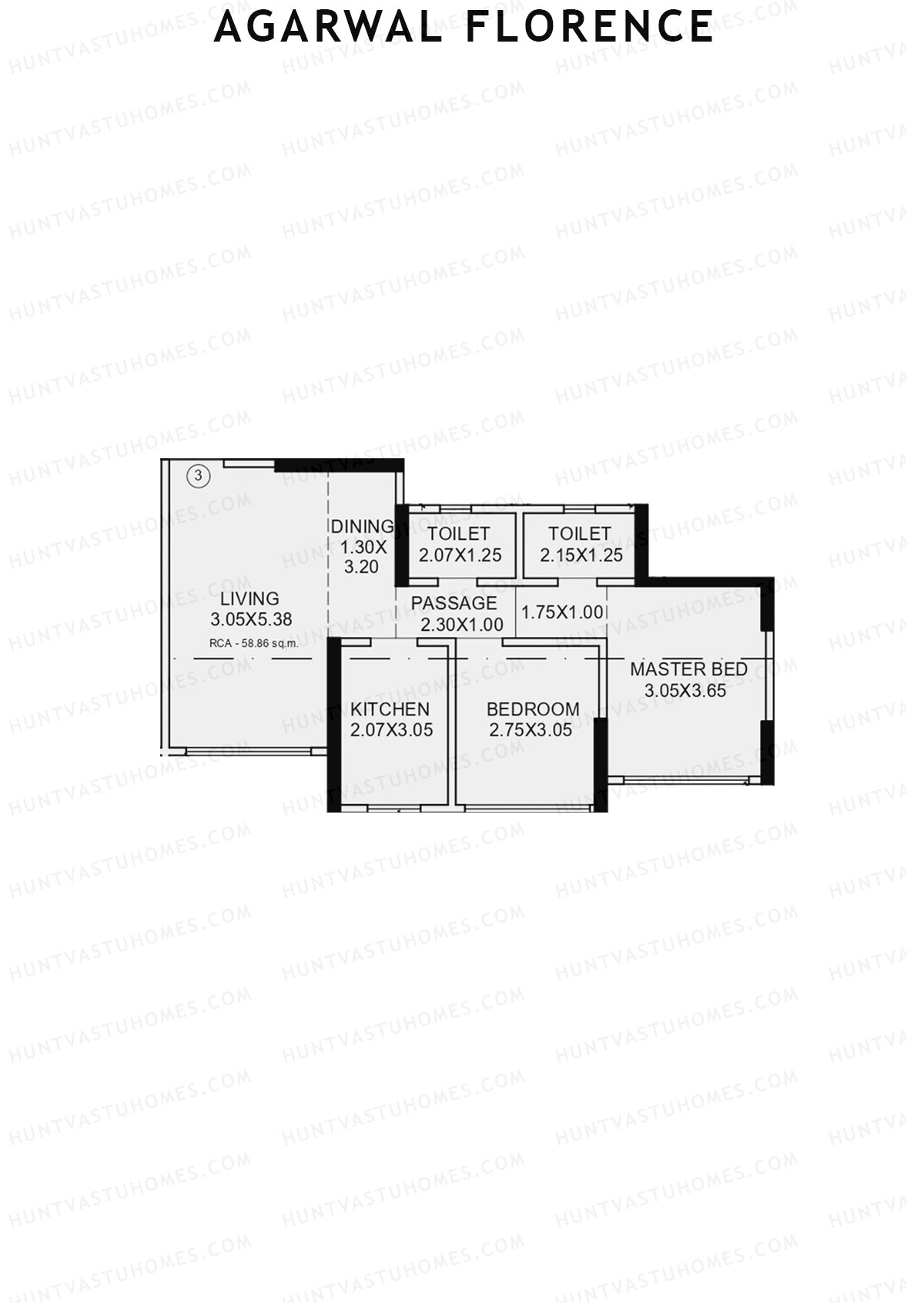 Agarwal Florence Wing A Unit 3 Floor Plan