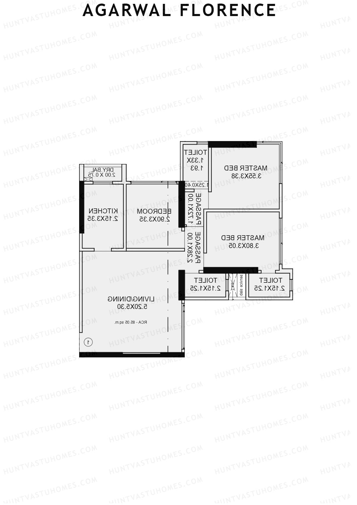 Agarwal Florence Wing B Unit 2 Floor Plan