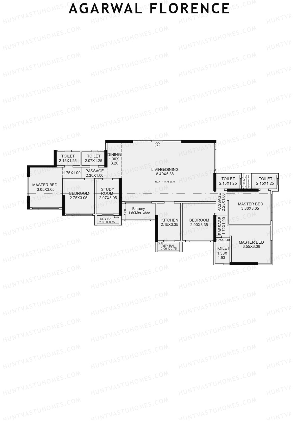 Agarwal Florence Wing B Unit 3 Floor Plan