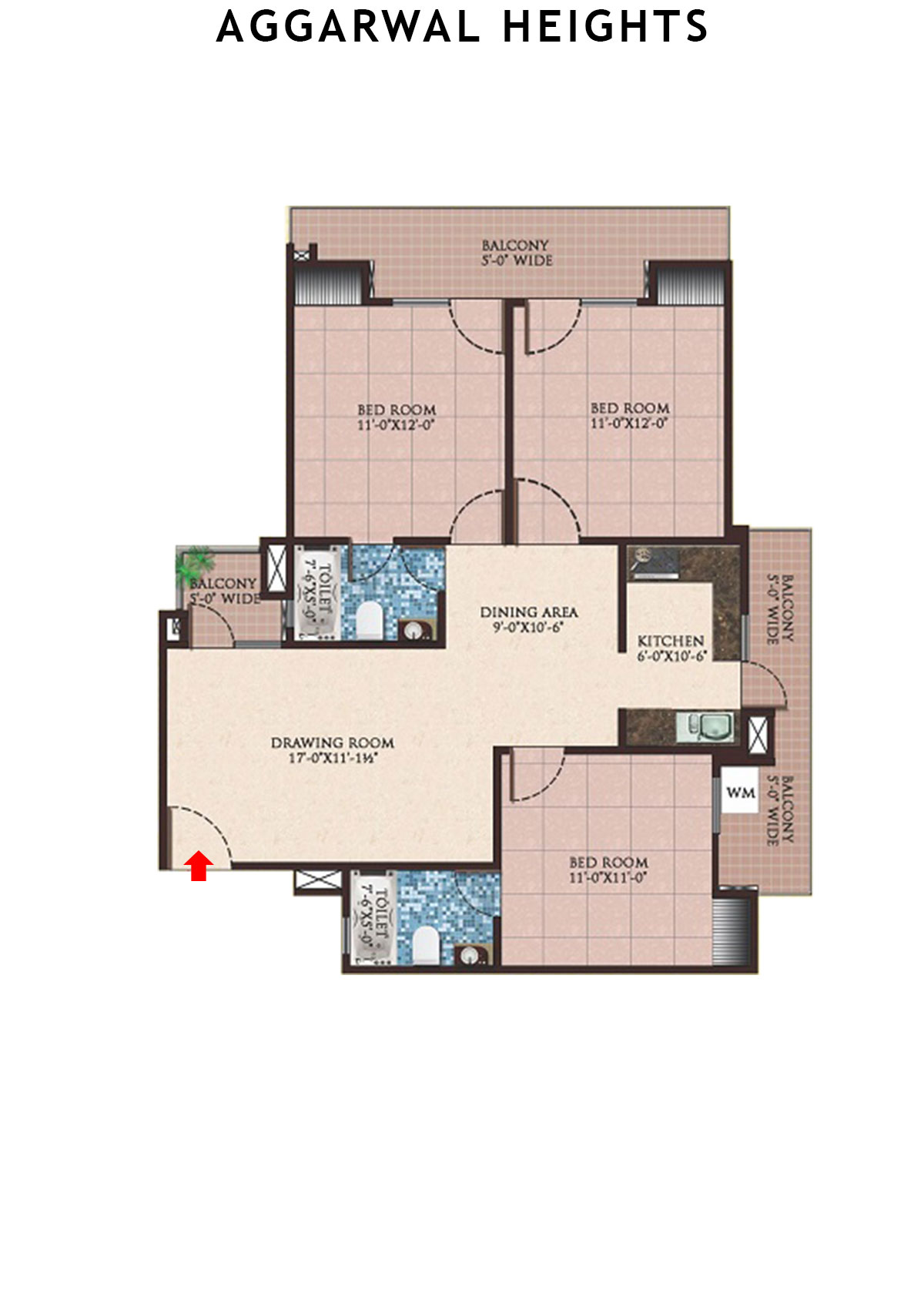Aggarwal Heights Block A Unit 1 (Type 3) Floor Plan