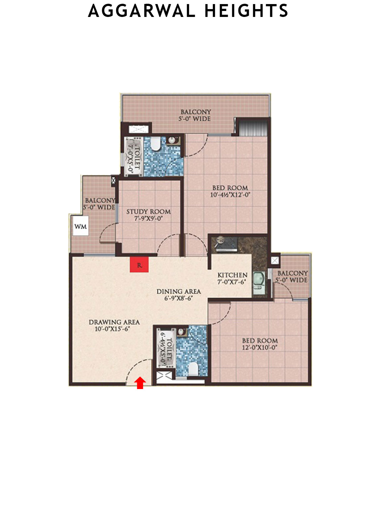 Aggarwal Heights Block B Unit 1 (Type 2) Floor Plan