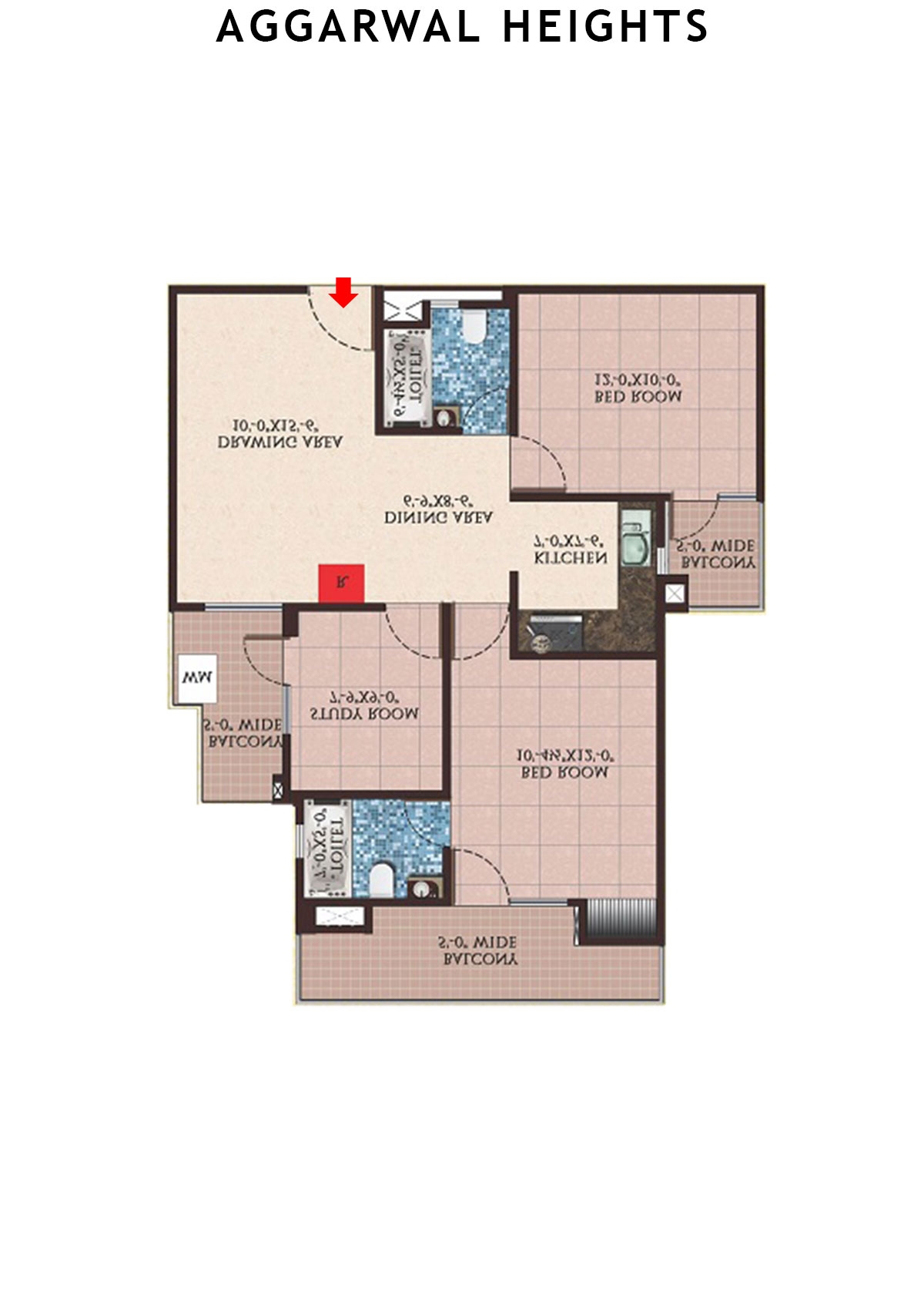 Aggarwal Heights Block B Unit 2 (Type 2) Floor Plan