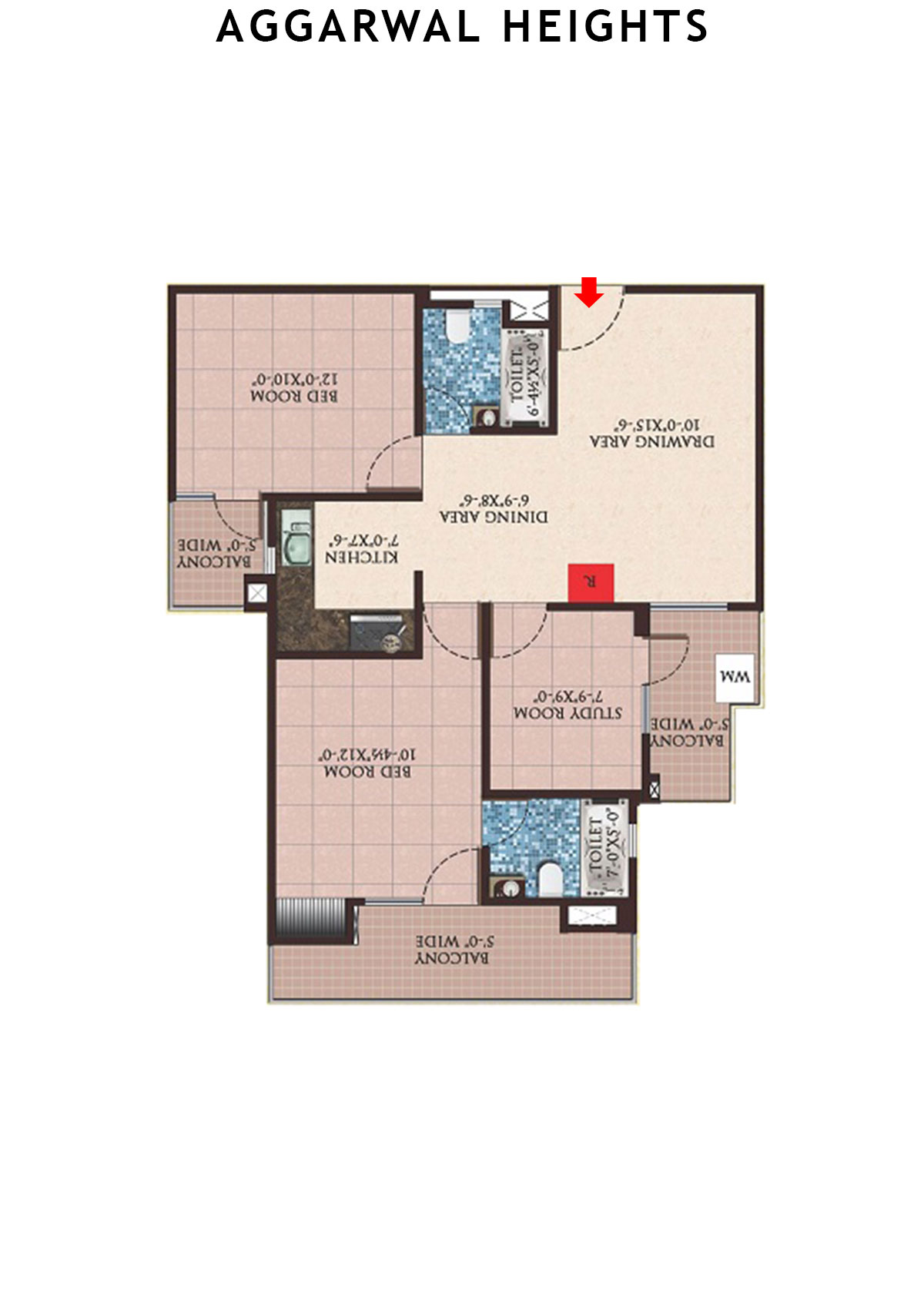 Aggarwal Heights Block B Unit 3 (Type 2) Floor Plan