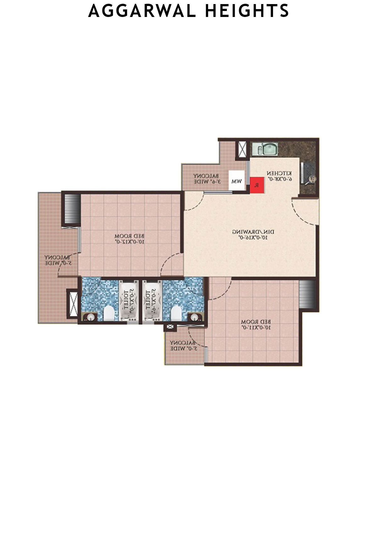 Aggarwal Heights Block B Unit 5 (Type 1) Floor Plan