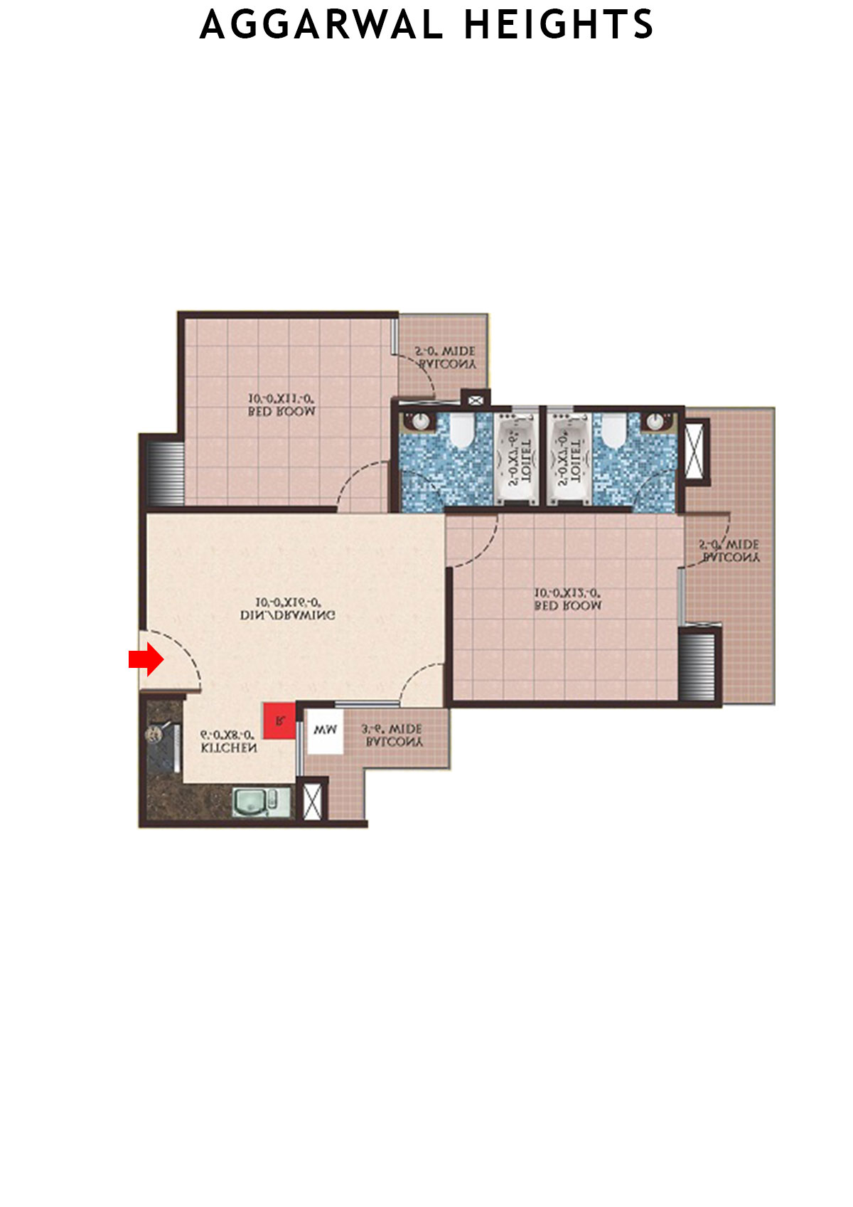 Aggarwal Heights Block B Unit 7 (Type 1) Floor Plan