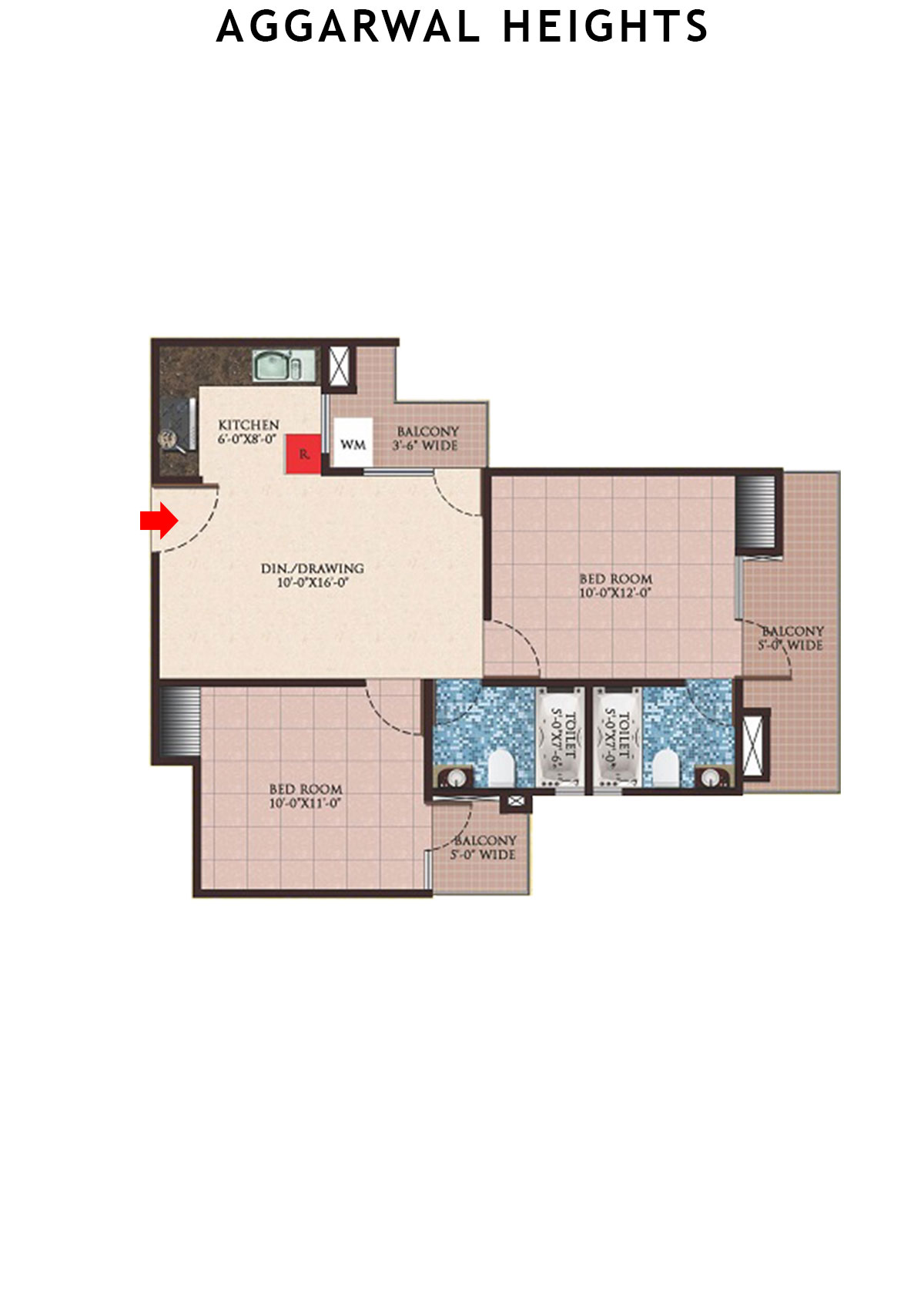 Aggarwal Heights Block C Unit 1 (Type 1) Floor Plan