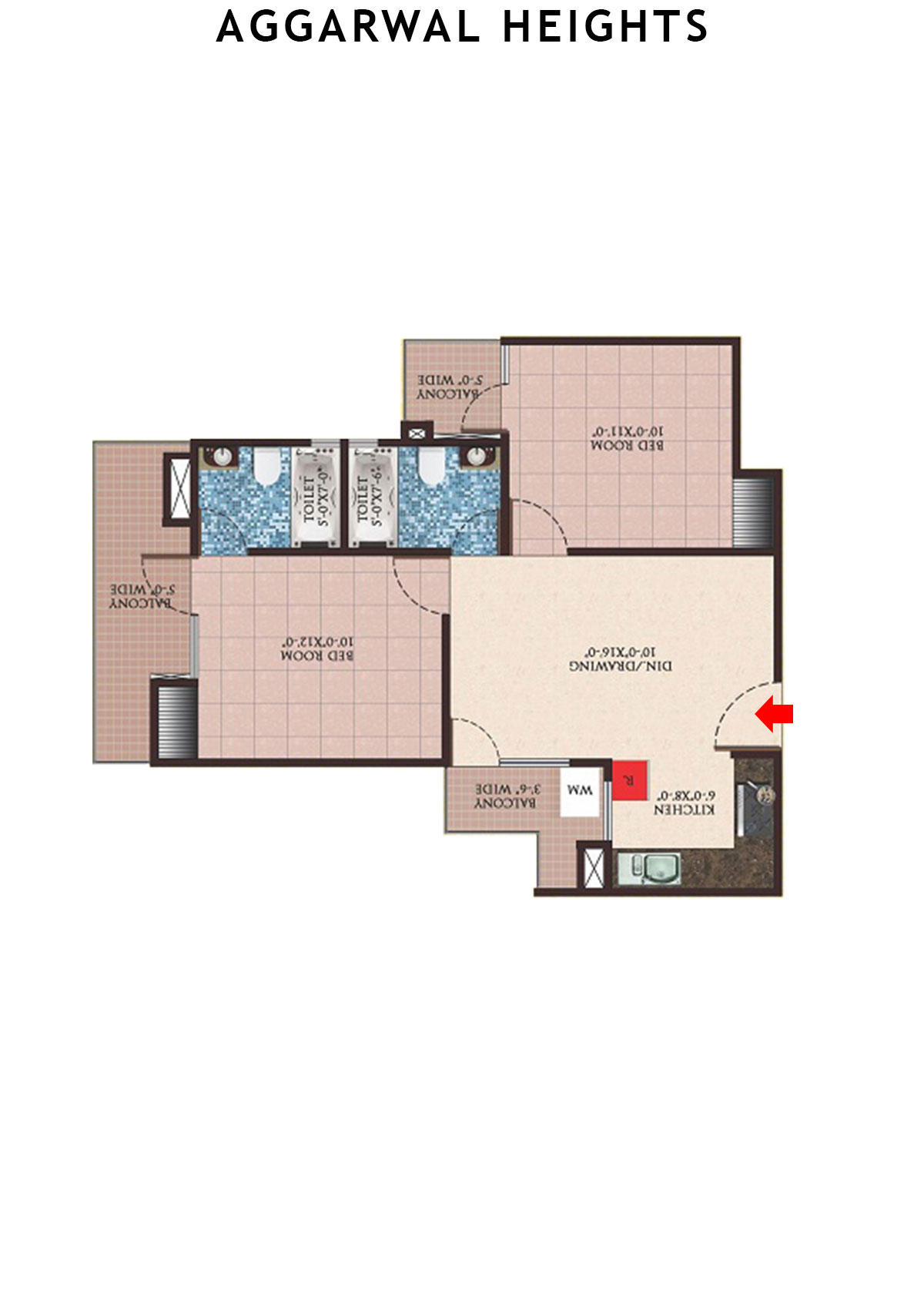 Aggarwal Heights Block C Unit 3 (Type 1) Floor Plan