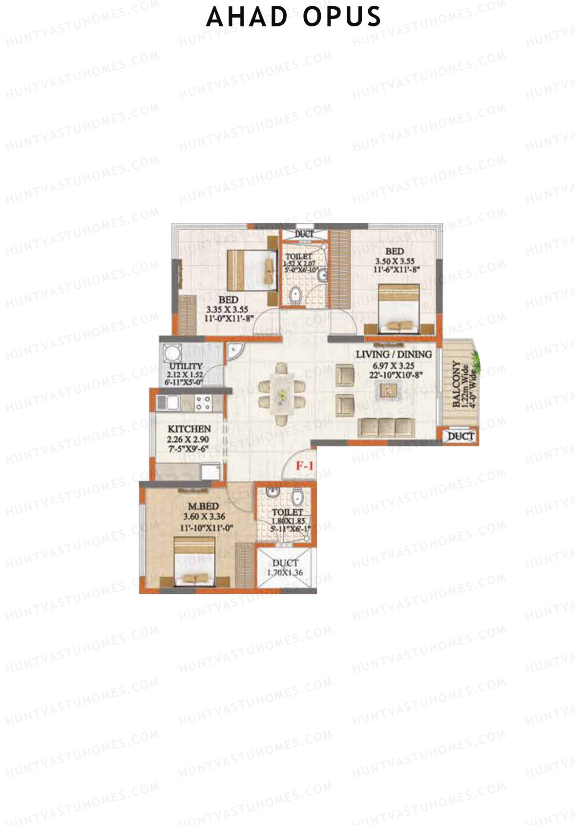 Ahad Opus Wing A Unit 1 Floor Plan