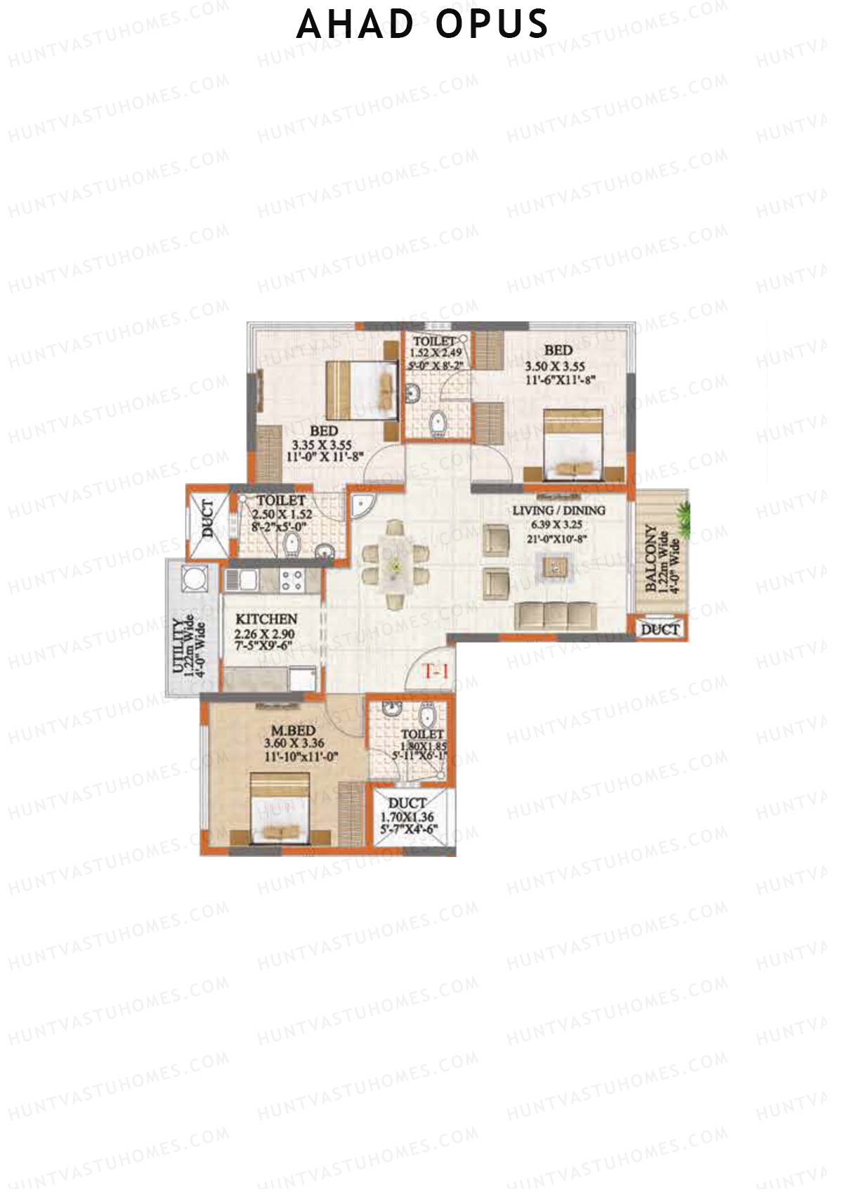 Ahad Opus Wing A Unit 1 Floor Plan