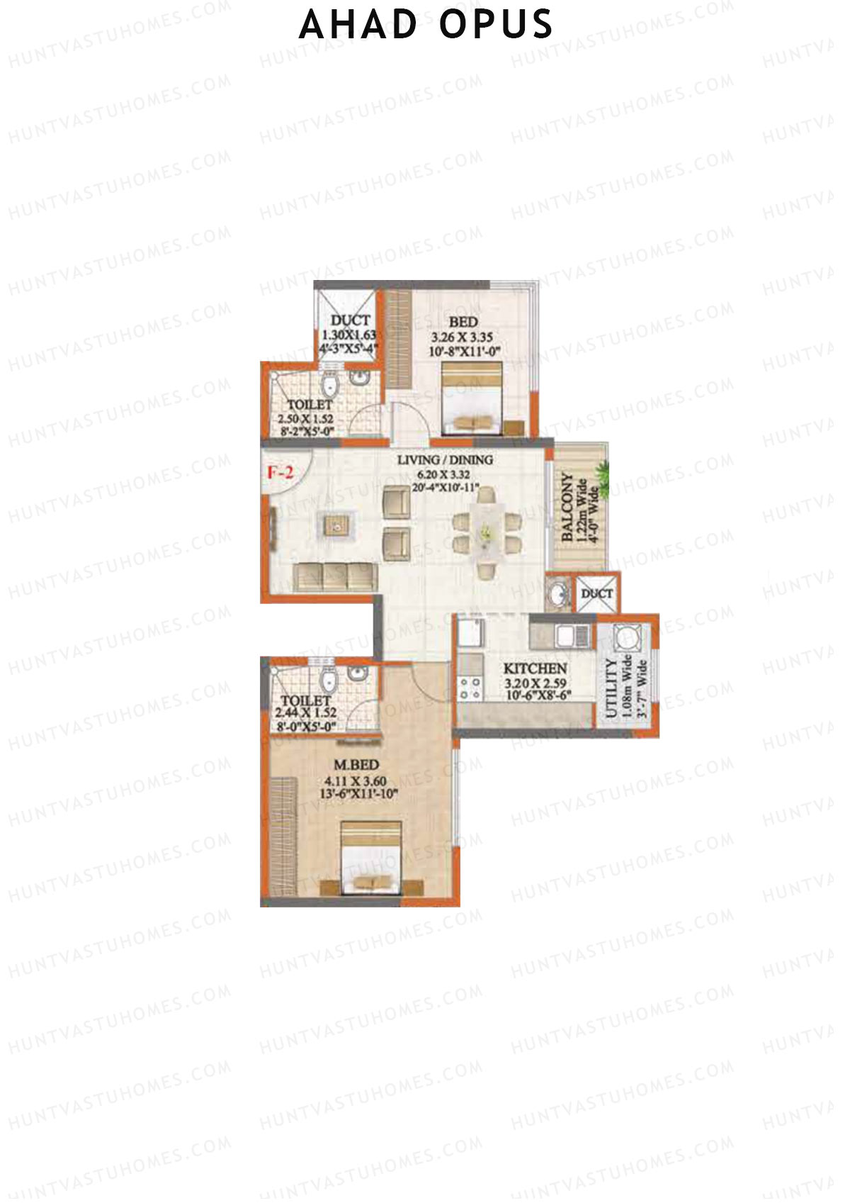 Ahad Opus Wing A Unit 2 Floor Plan