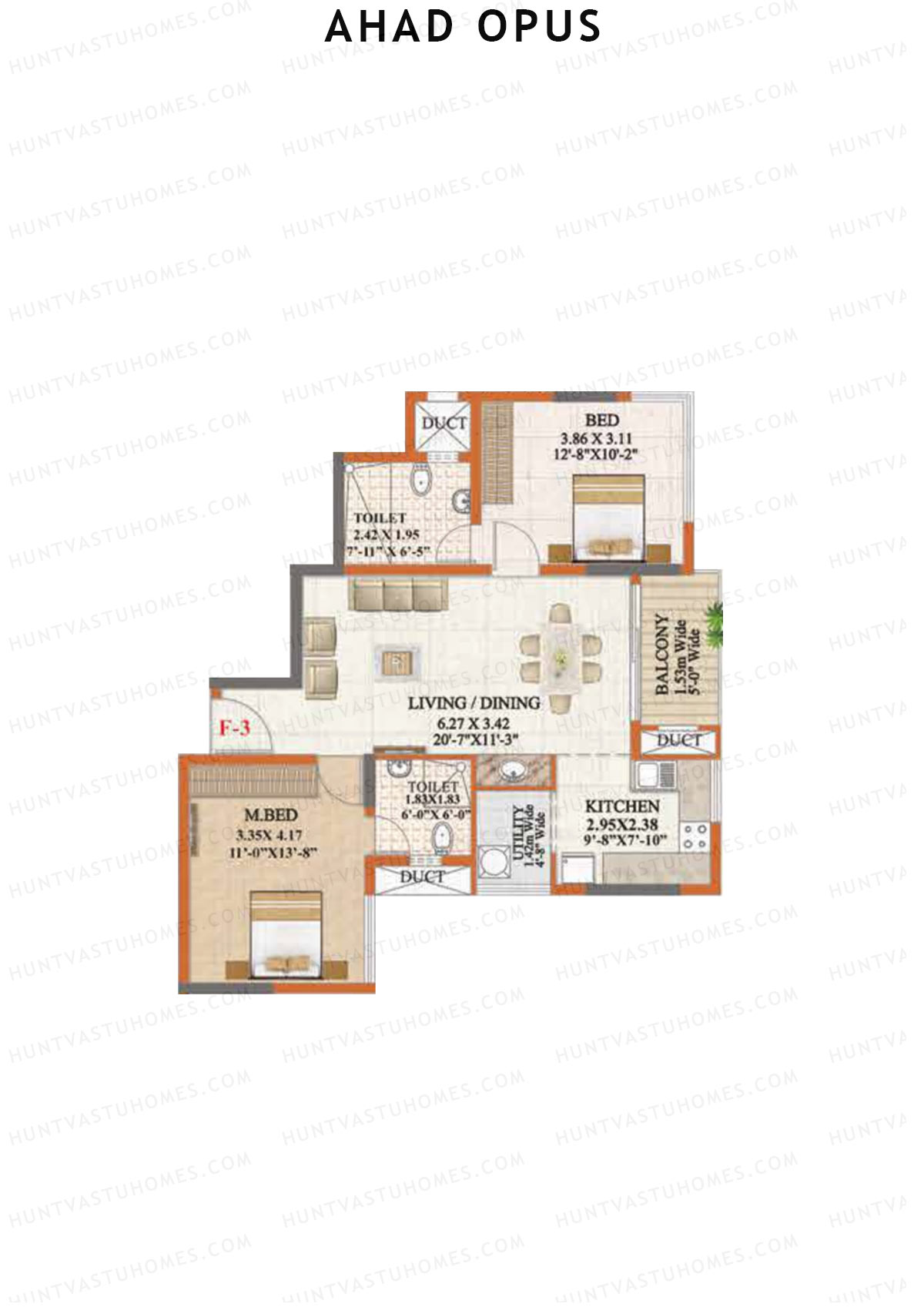 Ahad Opus Wing A Unit 3 Floor Plan