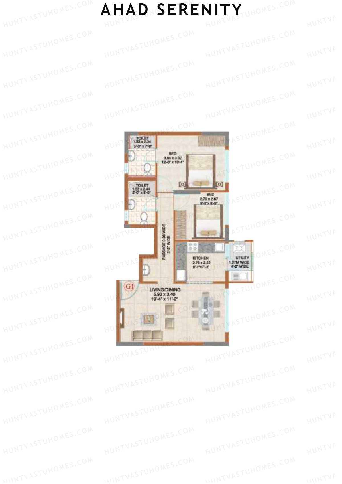 Ahad Serenity Daffodil Wing 1 Unit 1 Floor Plan