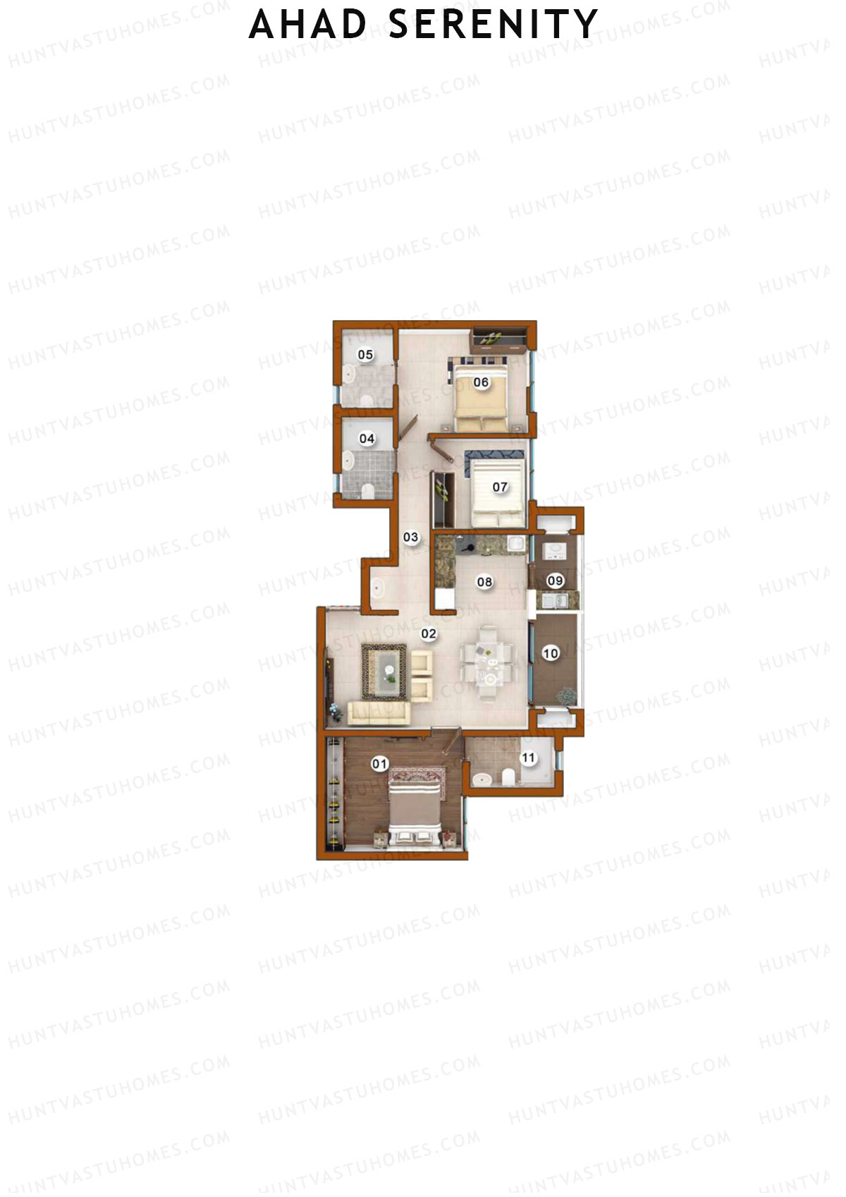 Ahad Serenity Daffodil Wing 1 Unit 1 Floor Plan