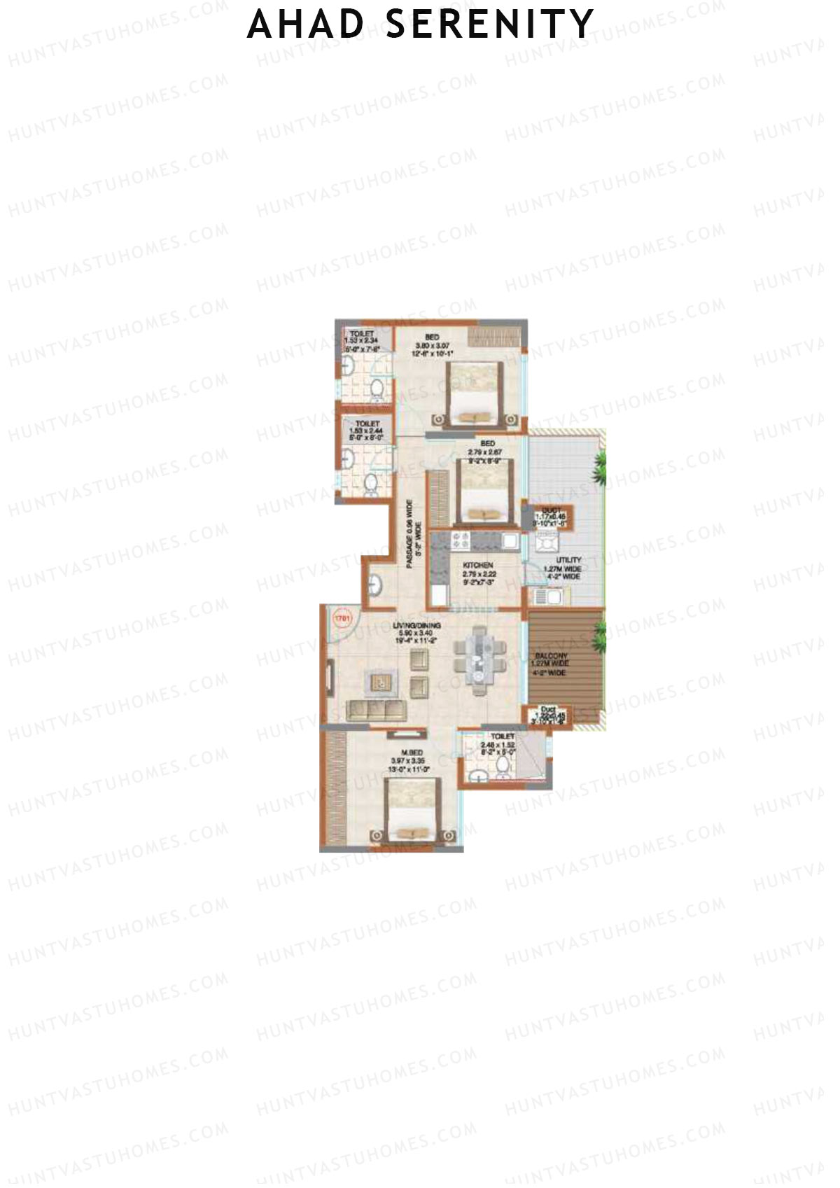 Ahad Serenity Daffodil Wing 1 Unit 1 Floor Plan