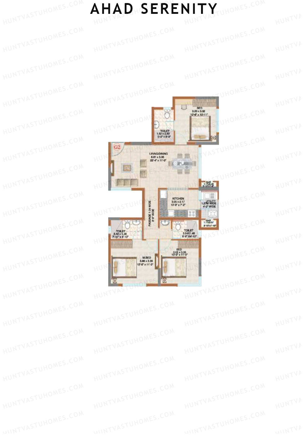 Ahad Serenity Daffodil Wing 1 Unit 2 Floor Plan